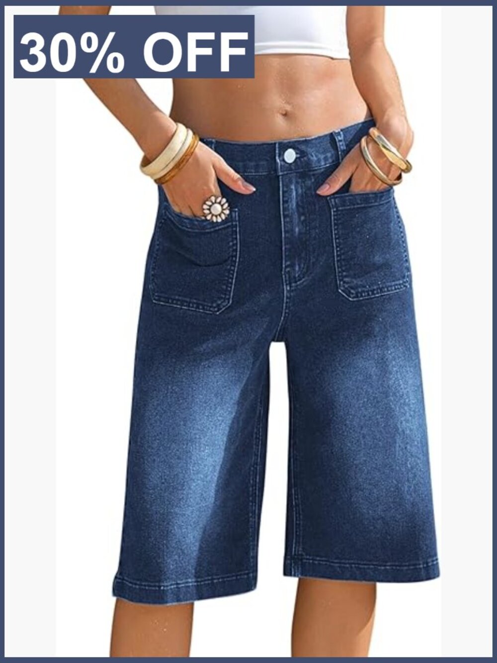 Wide Leg Y2K Denim Bermuda Shorts Baggy Jorts Knee Length Streetwear
